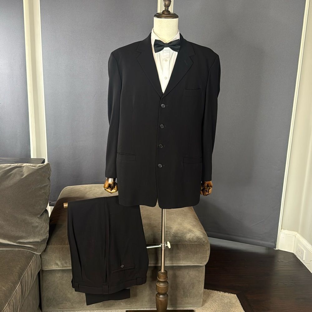 Mens Riserva for Dillards Made Italy Black 2-Piece Dress Suit 44 Jacket 38 Pants